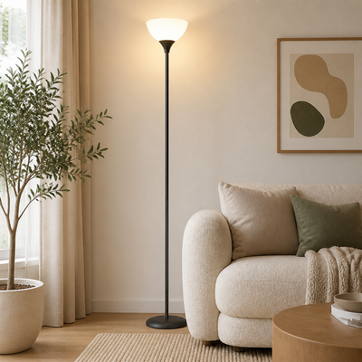 Modern Titanium Opal Glass Shade Floor Lamp
