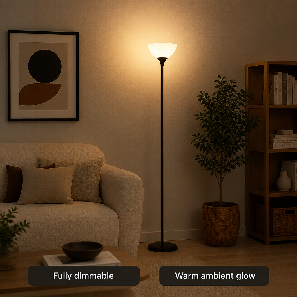 Modern Titanium Opal Glass Shade Floor Lamp
