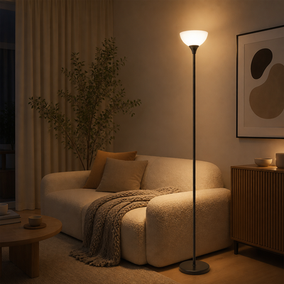 Modern Titanium Opal Glass Shade Floor Lamp