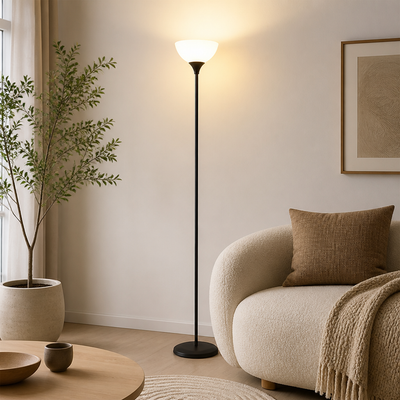Modern Titanium Opal Glass Shade Floor Lamp
