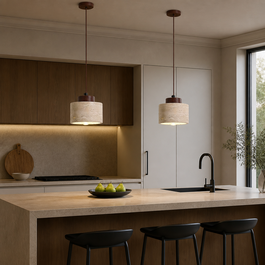 Modern Travertine Stone Pendant Light