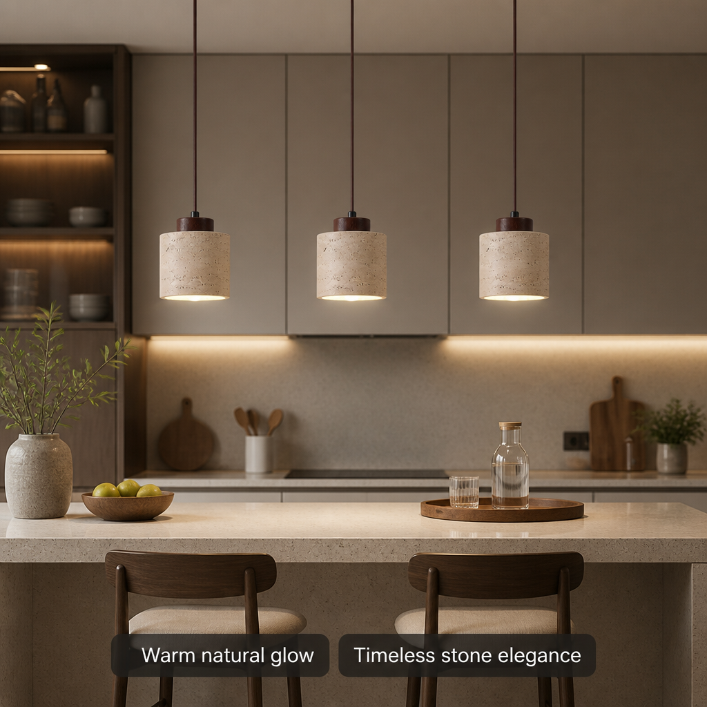 Modern Travertine Stone Pendant Light