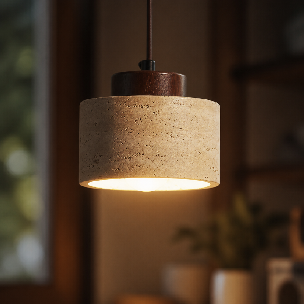 Modern Travertine Stone Pendant Light