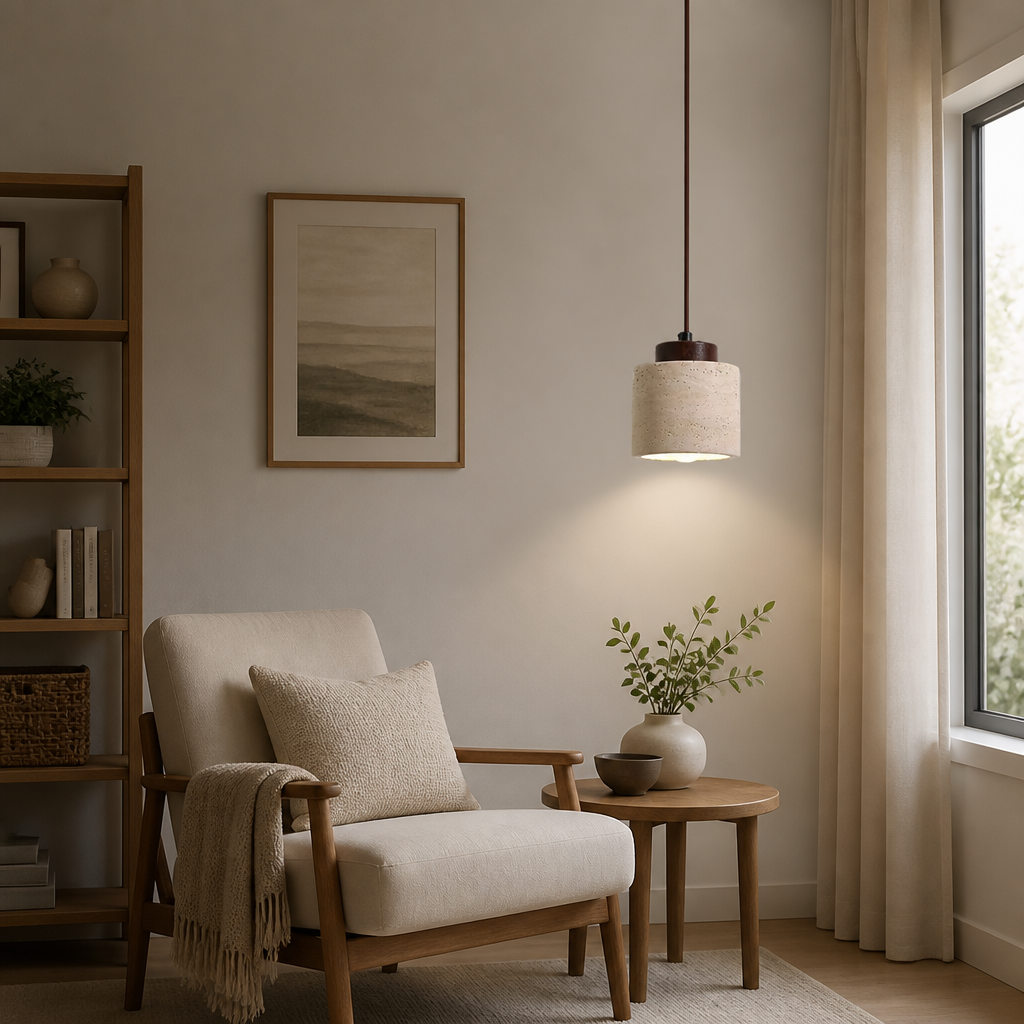 Modern Travertine Stone Pendant Light
