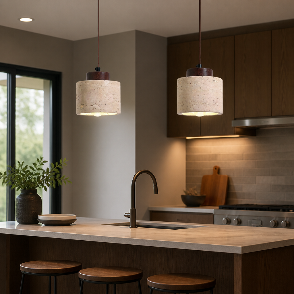Modern Travertine Stone Pendant Light