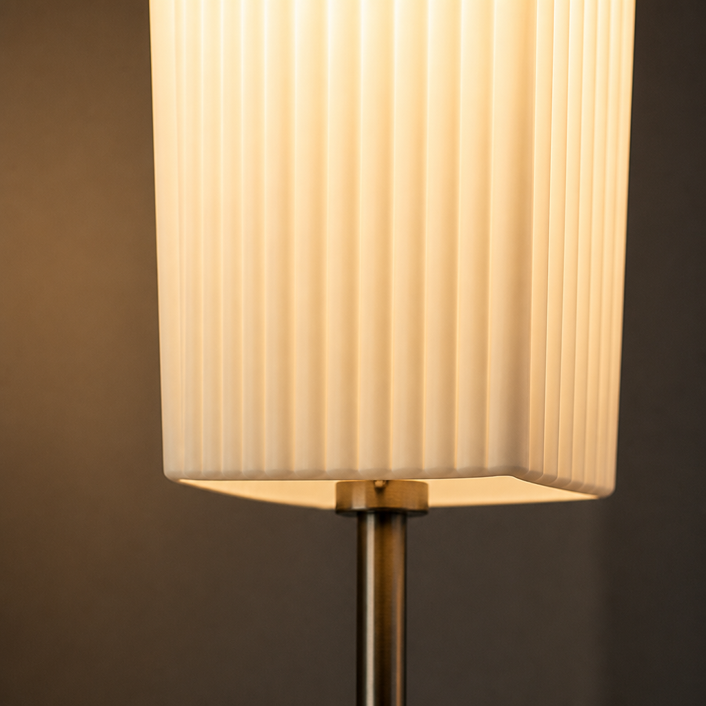 Modern White Textile Two-Light Floor Lamp