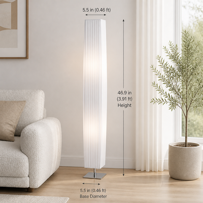 Modern White Textile Two-Light Floor Lamp