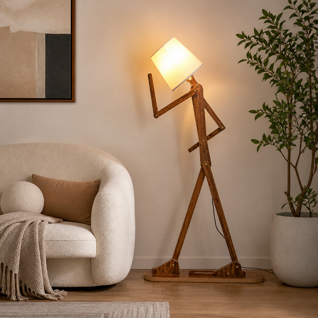Modern Wood LED Humanoid Floor Lamp