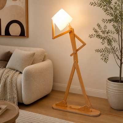 Modern Wood LED Humanoid Floor Lamp
