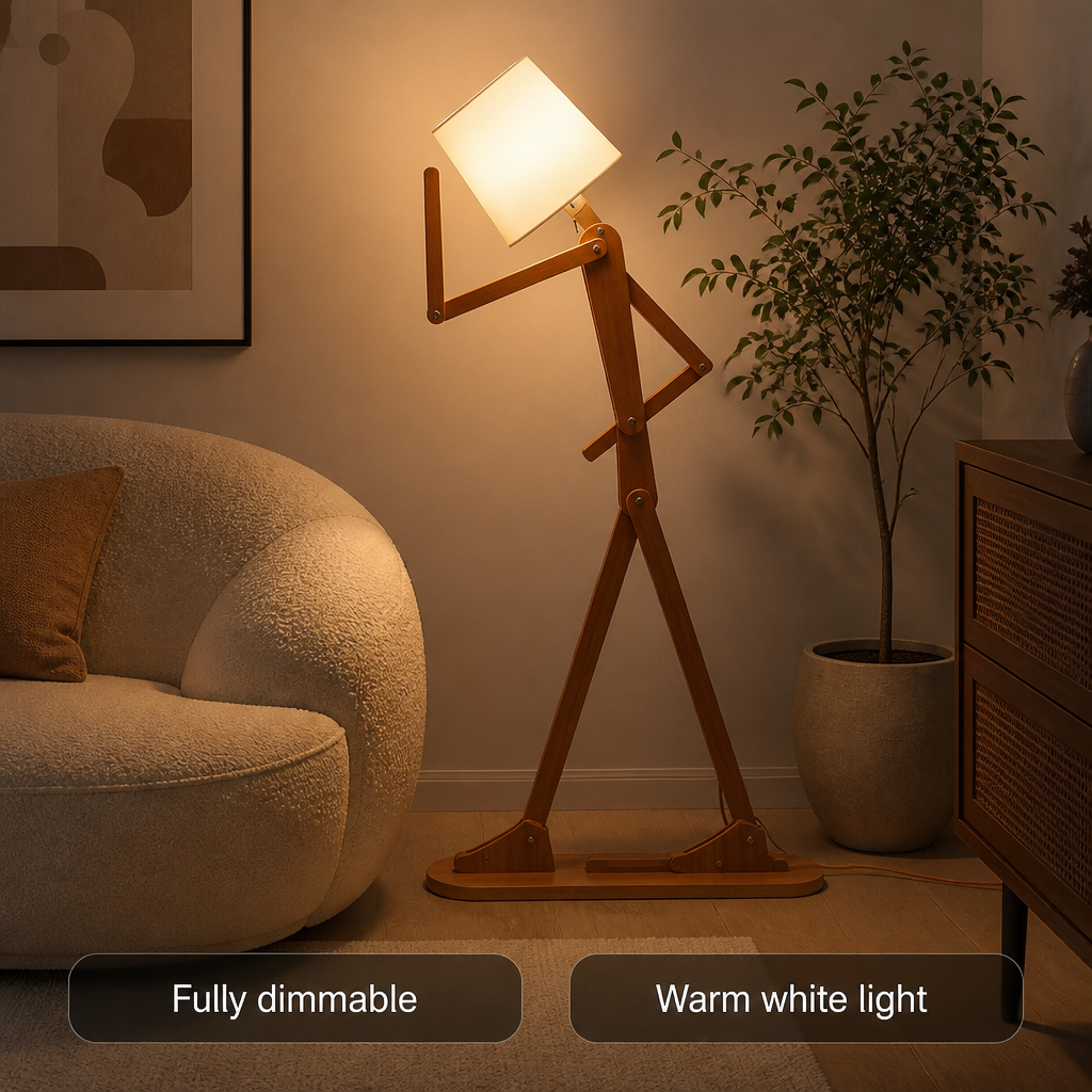 Modern Wood LED Humanoid Floor Lamp