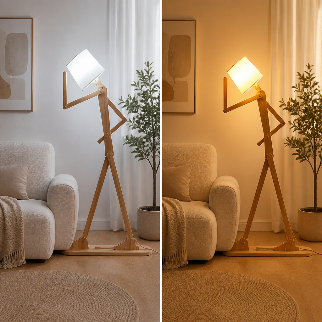 Modern Wood LED Humanoid Floor Lamp