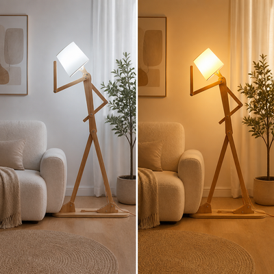 Modern Wood LED Humanoid Floor Lamp