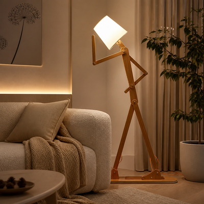 Modern Wood LED Humanoid Floor Lamp