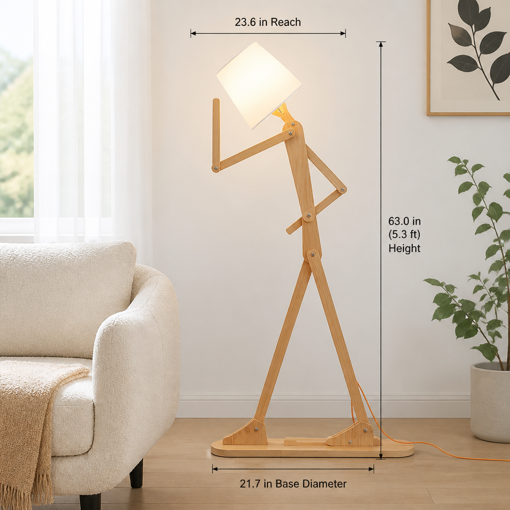 Modern Wood LED Humanoid Floor Lamp