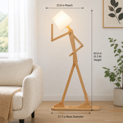 Modern Wood LED Humanoid Floor Lamp