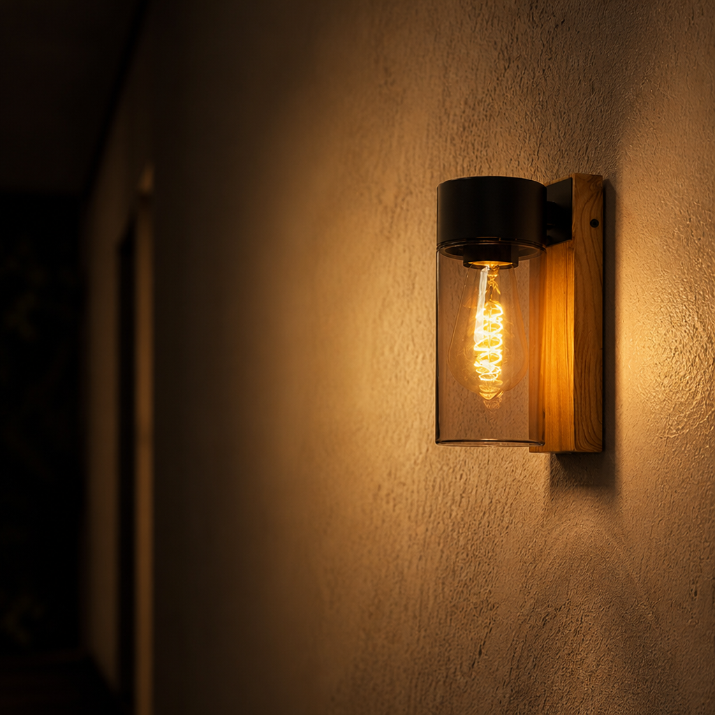 Modern Wood-Texture Facade Outdoor Wall Light