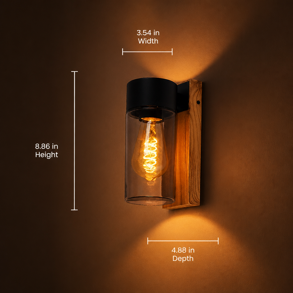 Modern Wood-Texture Facade Outdoor Wall Light