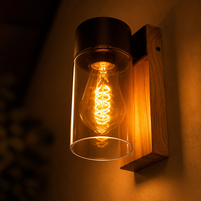 Modern Wood-Texture Facade Outdoor Wall Light