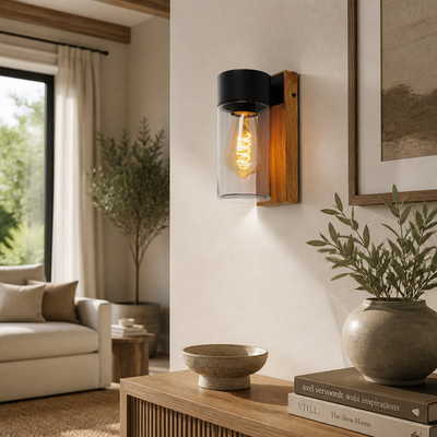 Modern Wood-Texture Facade Outdoor Wall Light