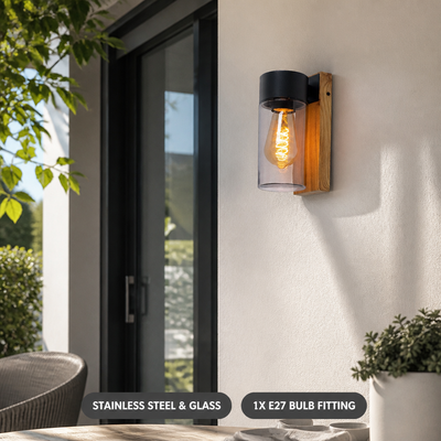 Modern Wood-Texture Facade Outdoor Wall Light