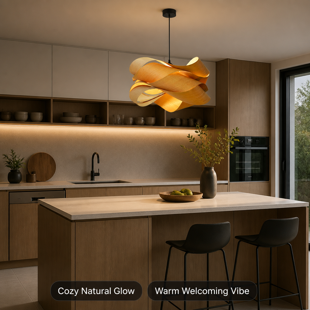 Natural Wood Irregular Wrap Pendant Light