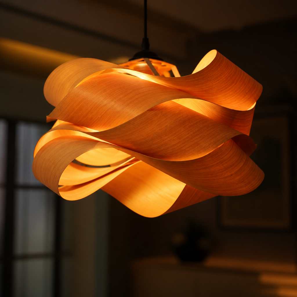 Natural Wood Irregular Wrap Pendant Light
