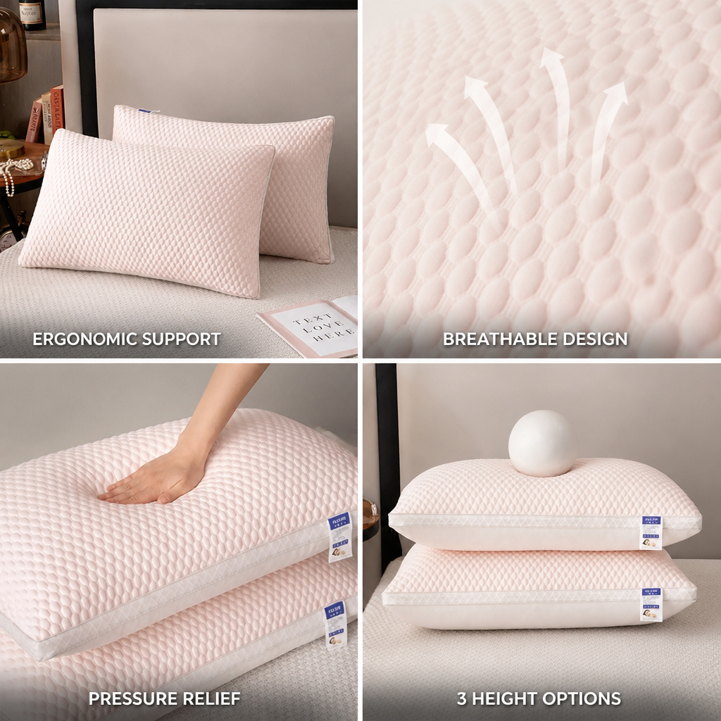 Neck Support Pillow Contoured Breathable Three Heights