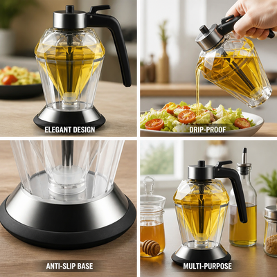 Oil Dispenser Diamond Glass Drip-Proof & Anti-Slip Base