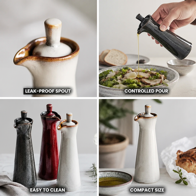 Oil & Vinegar Dispenser High-Gloss Ceramic Leak-Proof 120ml