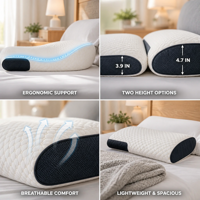 Orthopedic Neck Pillow Ergonomic Contour Two Height Options