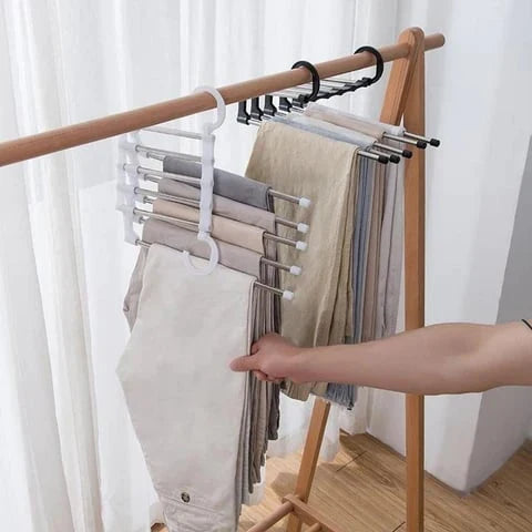 Pants Hanger Organizer Foldable 5-In-1 Stainless Steel