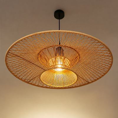 Paper Rope Flying Saucer Pendant Light