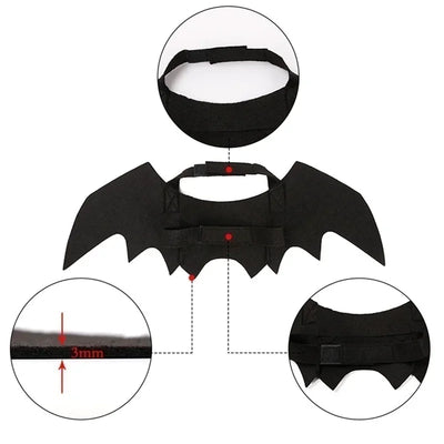 Pet Costume Bat Wings Adjustable Velcro & Lightweight Felt