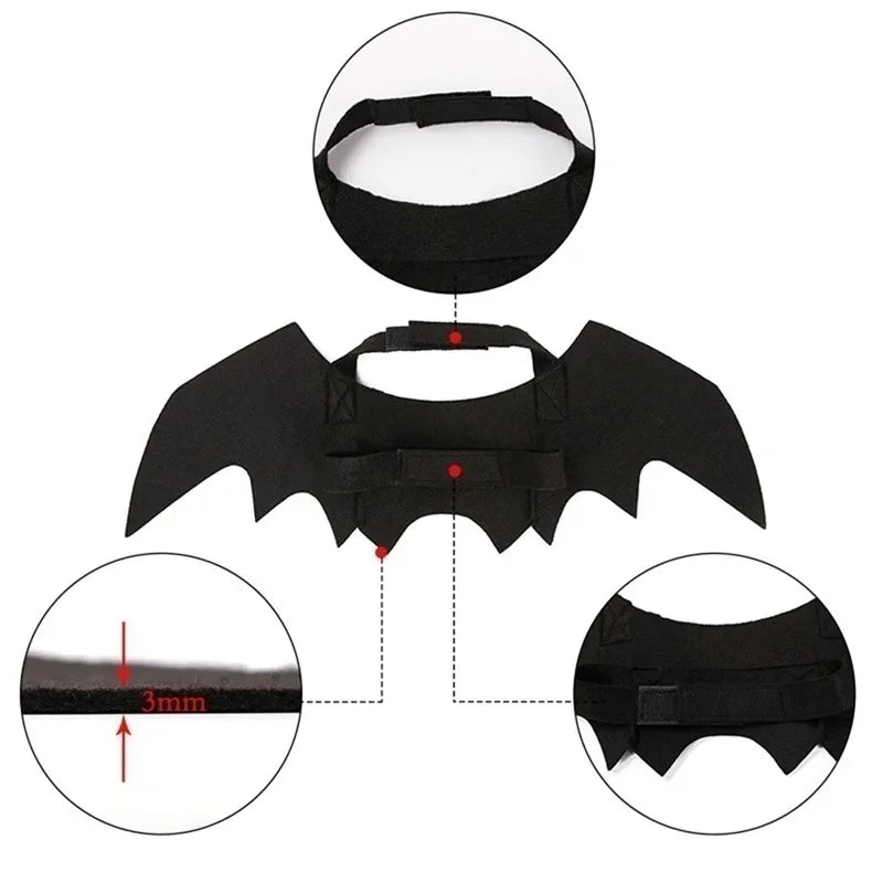 Pet Costume Bat Wings Adjustable Velcro & Lightweight Felt