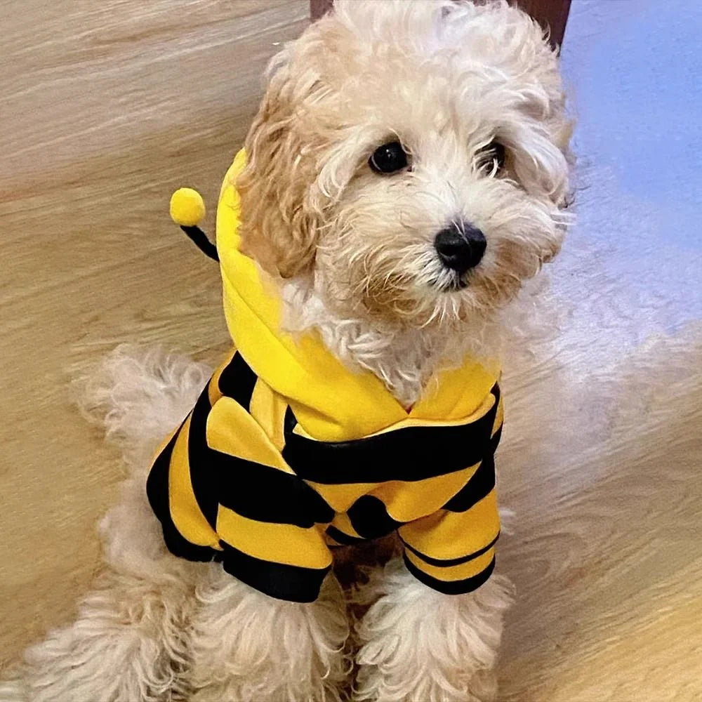 Pet Hoodie Bee Design Soft Fleece Pull-Over