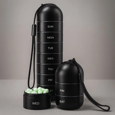 Pill Organizer Aluminum Alloy Moisture-Proof 7 Compartments