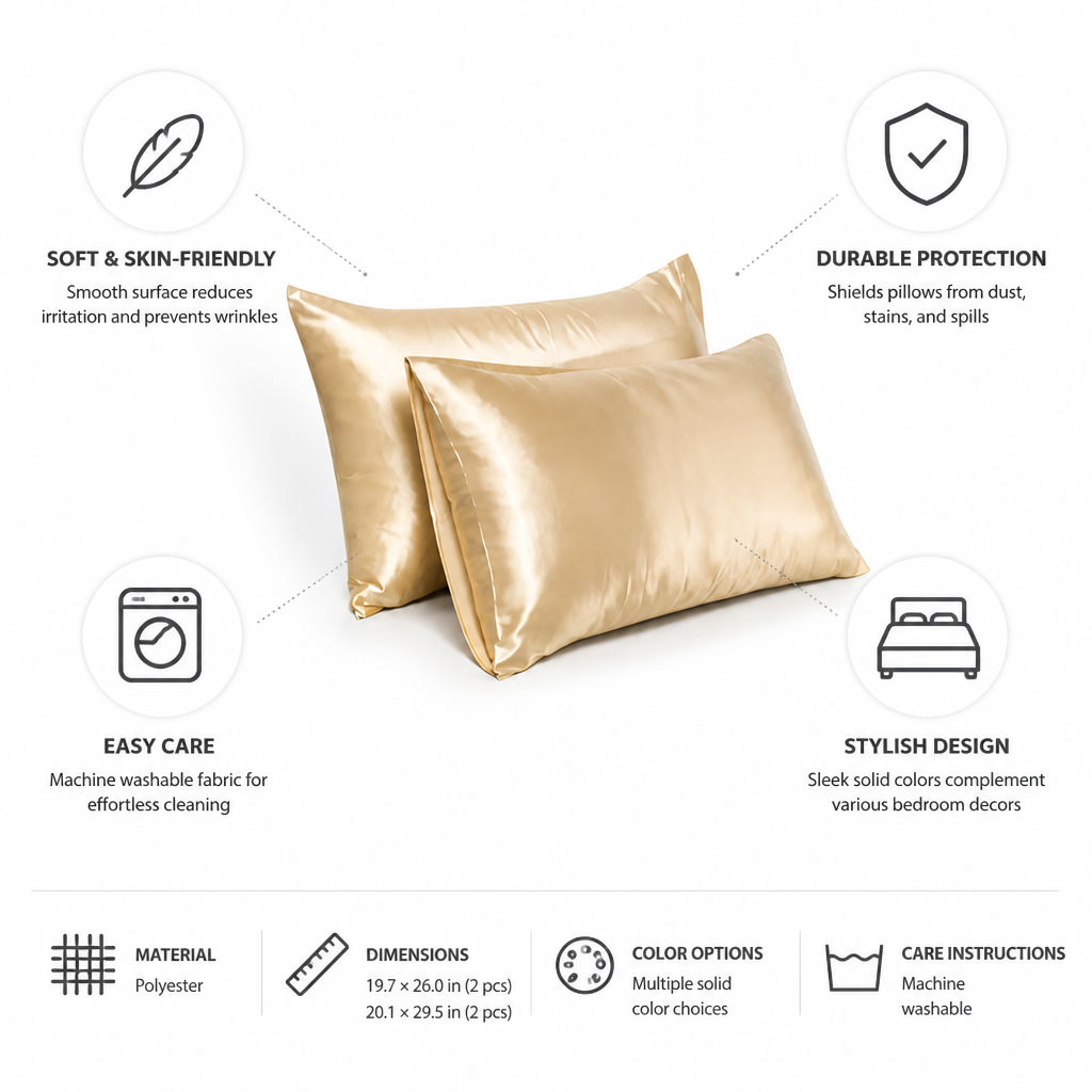 Pillowcases Silky Soft Polyester Set of 2
