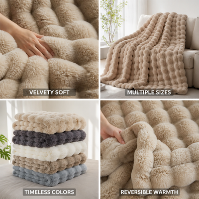 Plush Throw Blanket Velvety High-Pile Double-Sided Fleece