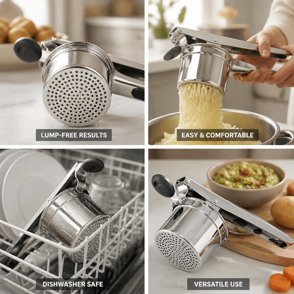 Potato Ricer Fine Holes Stainless Steel & Silicone Handles