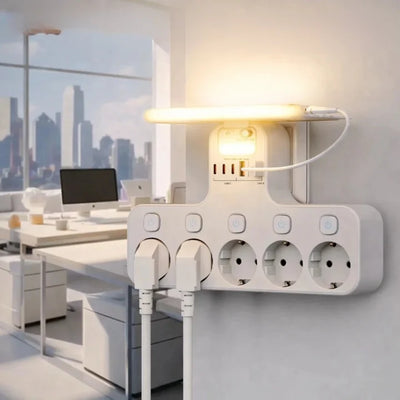 Power Strip Individually Switchable USB Ports Motion Night Light