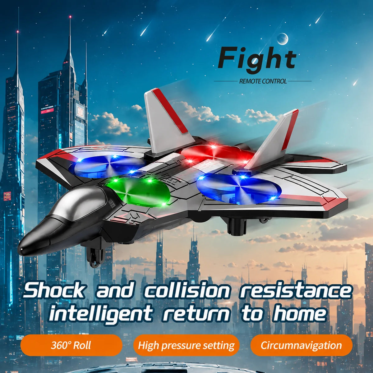 Remote-Controlled Jet 360-Degree Stunts & LED Lights Shock-Resistant