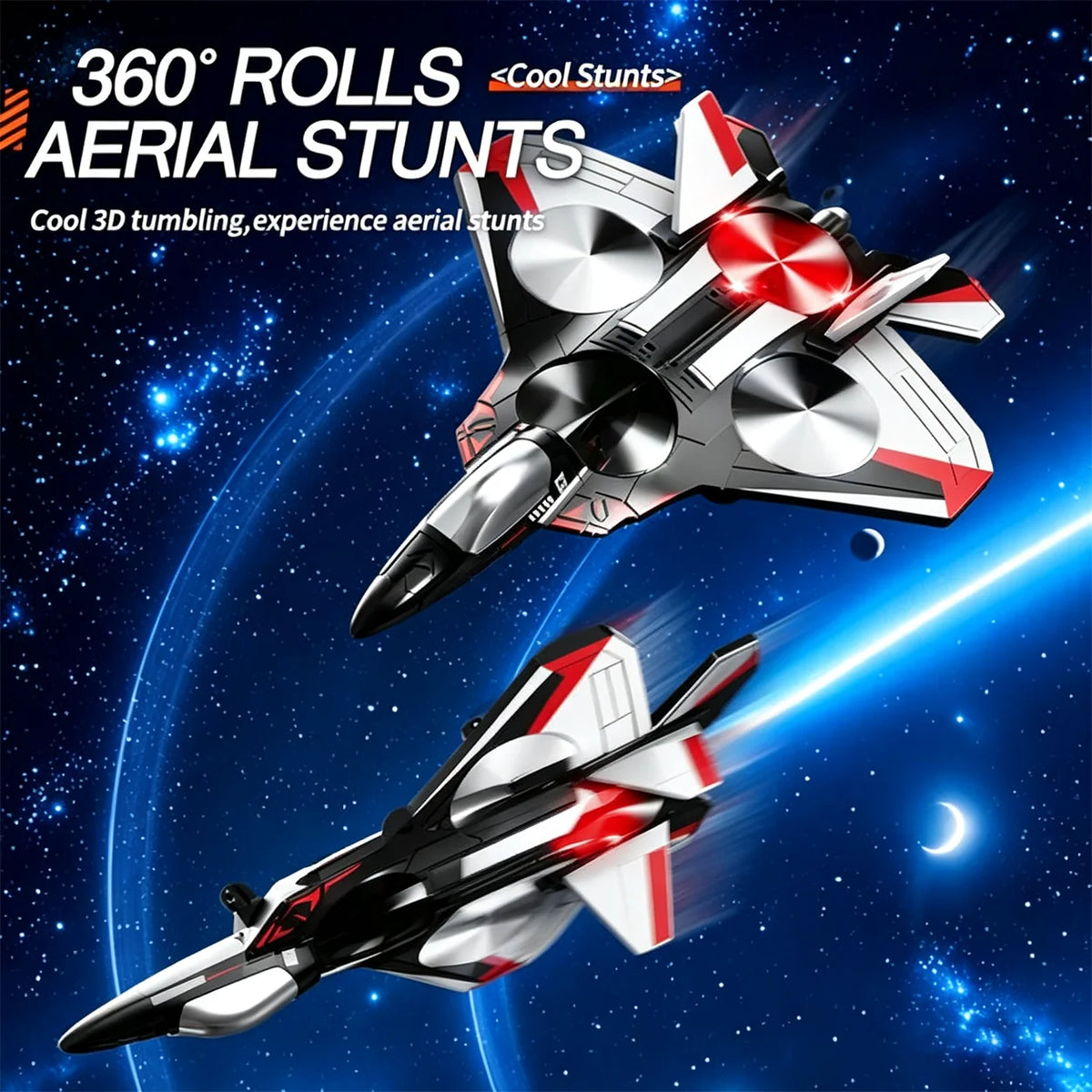 Remote-Controlled Jet 360-Degree Stunts & LED Lights Shock-Resistant