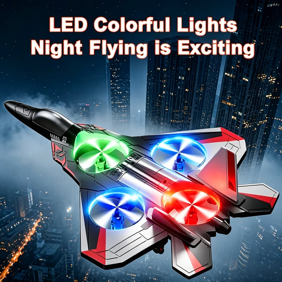 Remote-Controlled Jet Beginner-Friendly 360° Stunt & LED Lights