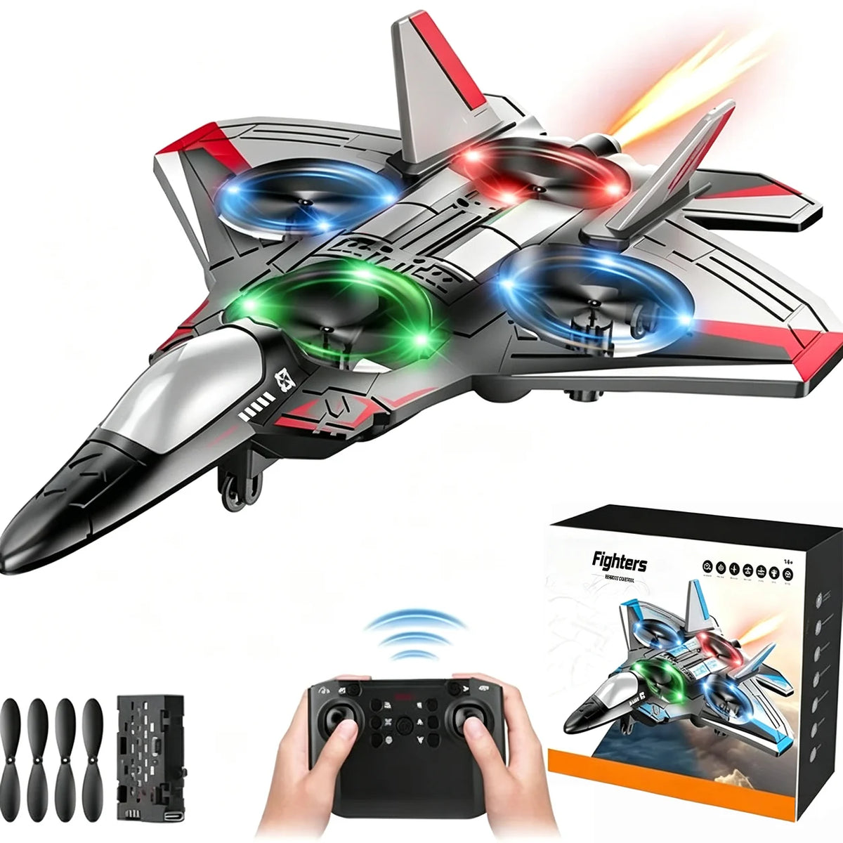 Remote-Controlled Jet Beginner-Friendly 360° Stunt & LED Lights