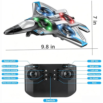 Remote-Controlled Jet Beginner-Friendly 360° Stunt & LED Lights