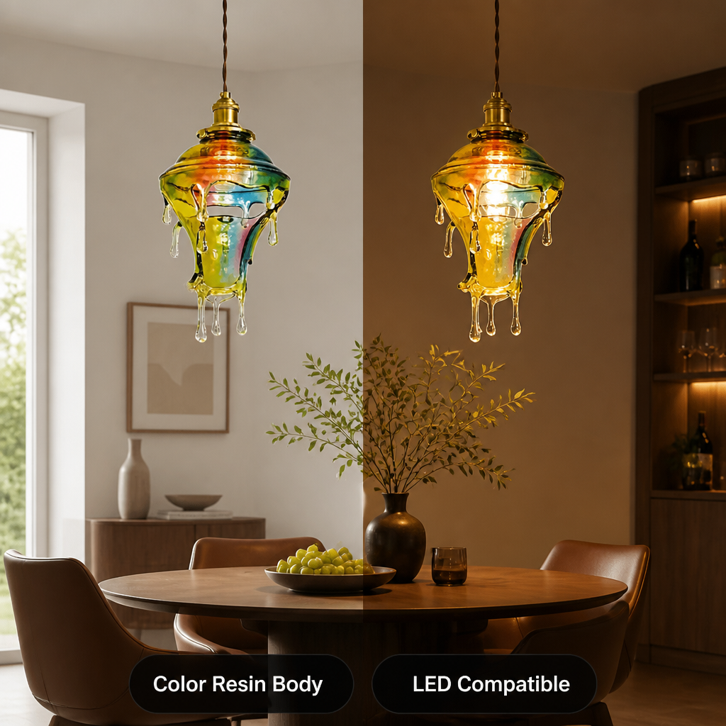 Resin LED Melting Candle Droplet Pendant Light