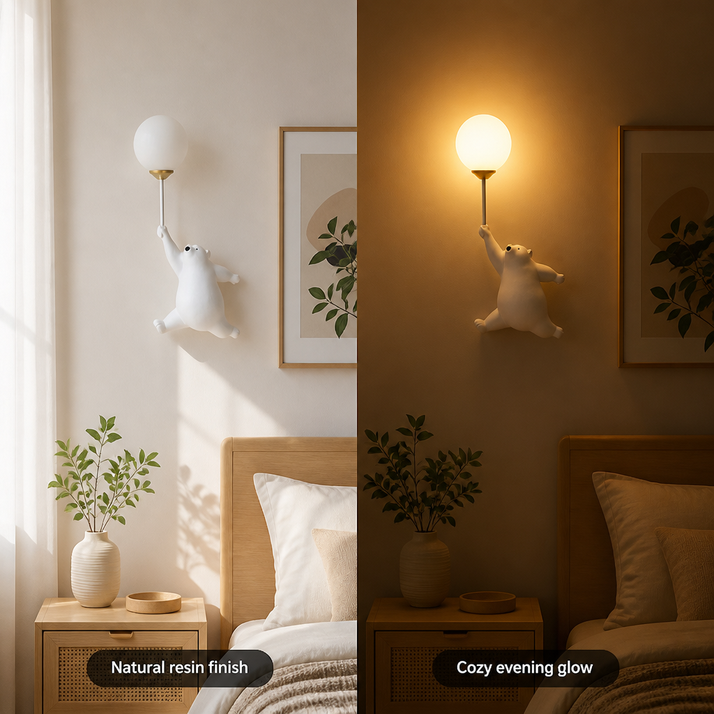 Resin Polar Bear Wall Sconce