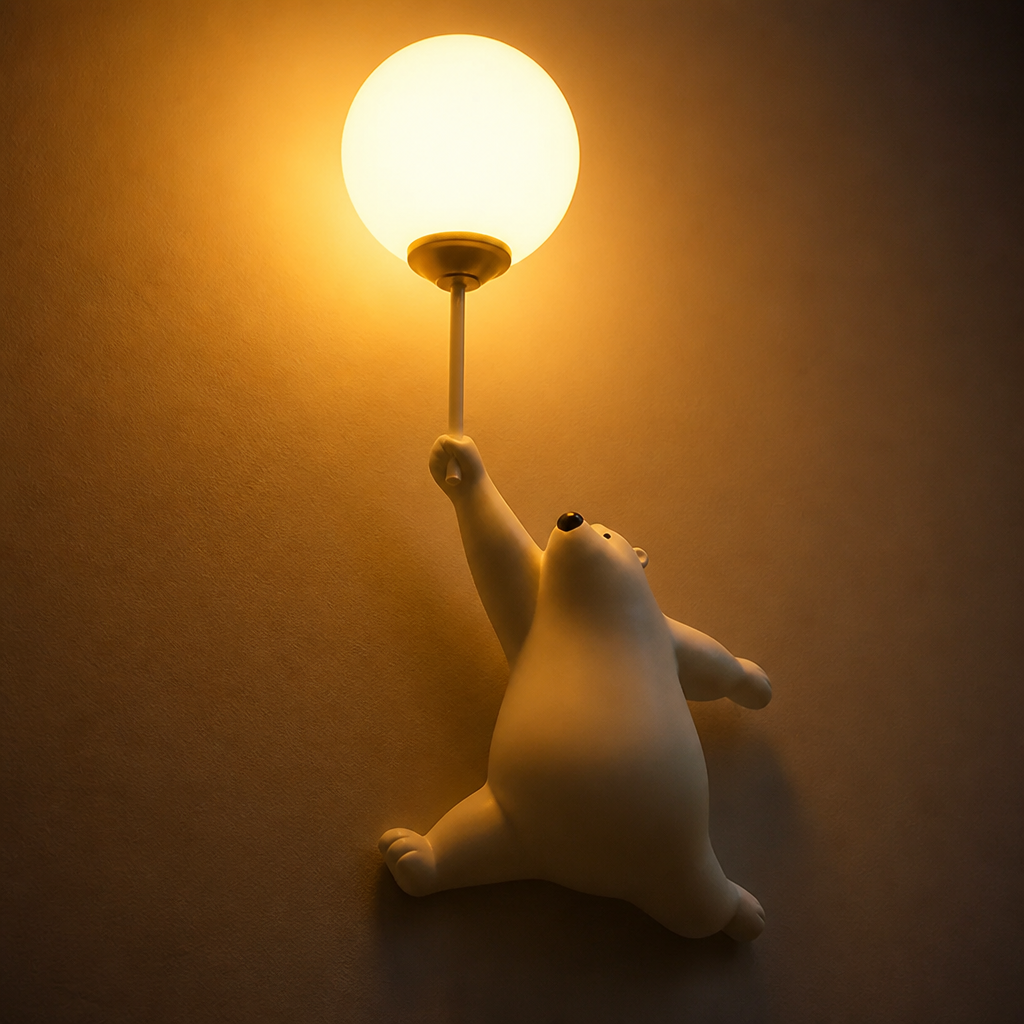 Resin Polar Bear Wall Sconce