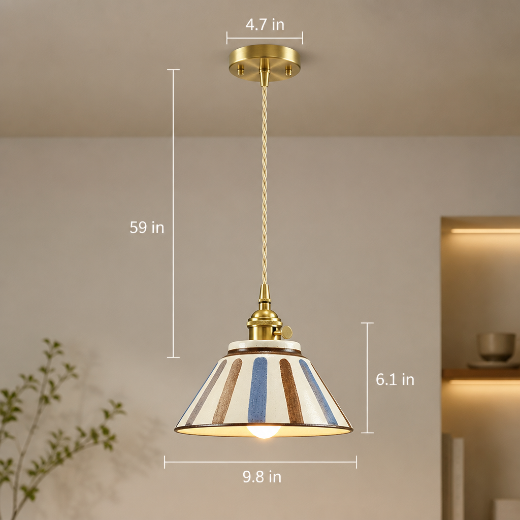 Retro Blue & White Porcelain Pendant Light