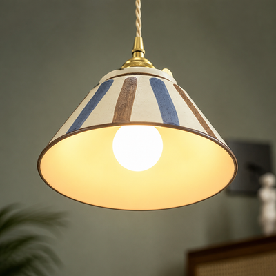 Retro Blue & White Porcelain Pendant Light